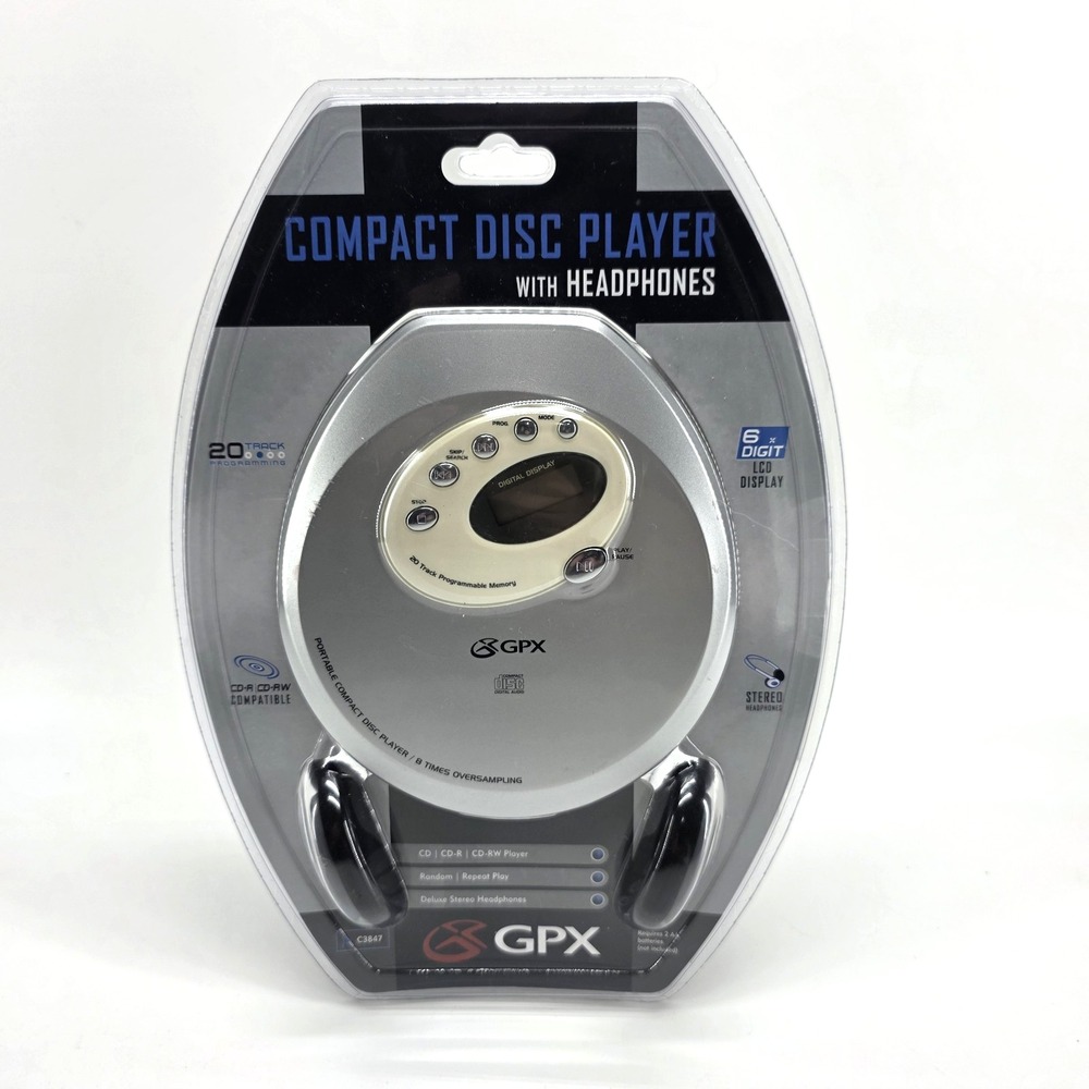 New GPX C3847 Portable CD Player Compact Disc CD-R CD-RW Stereo Headphones
